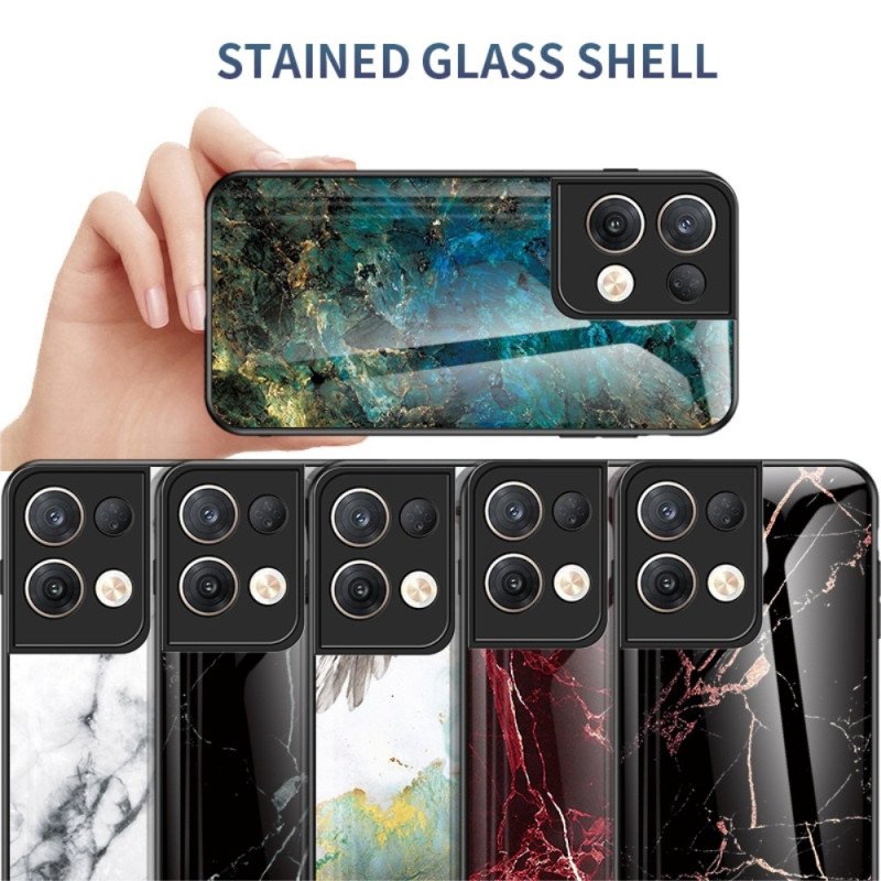 Skal Oppo Reno 8 Pro Marmor Härdat Glas