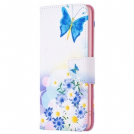 Fodral För Oppo A98 5g Fjäril Och Blommor Akvarell