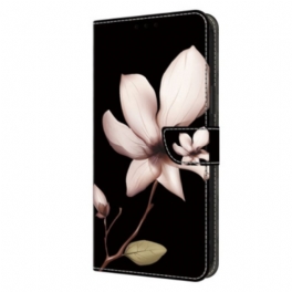 Fodral För Oppo A98 5g Rosa Blomma På Svart Bakgrund