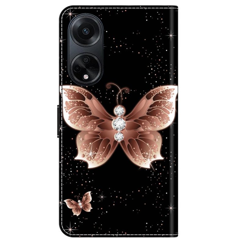 Fodral Oppo A98 5g Rosa Diamantfjäril