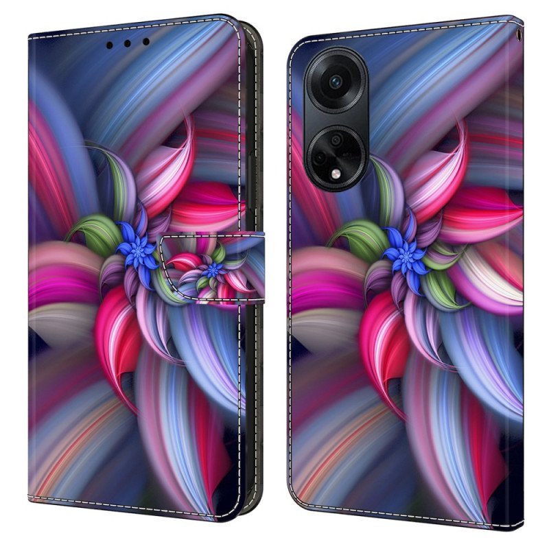 Läderfodral Oppo A98 5g Telefonfodral Färgglada Blommor