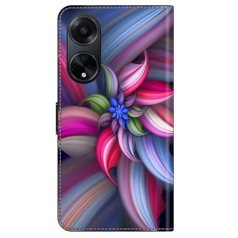 Läderfodral Oppo A98 5g Telefonfodral Färgglada Blommor