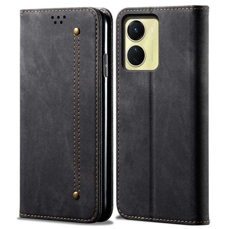 Folio-fodral Vivo Y16 Läderfodral Denim Tyg