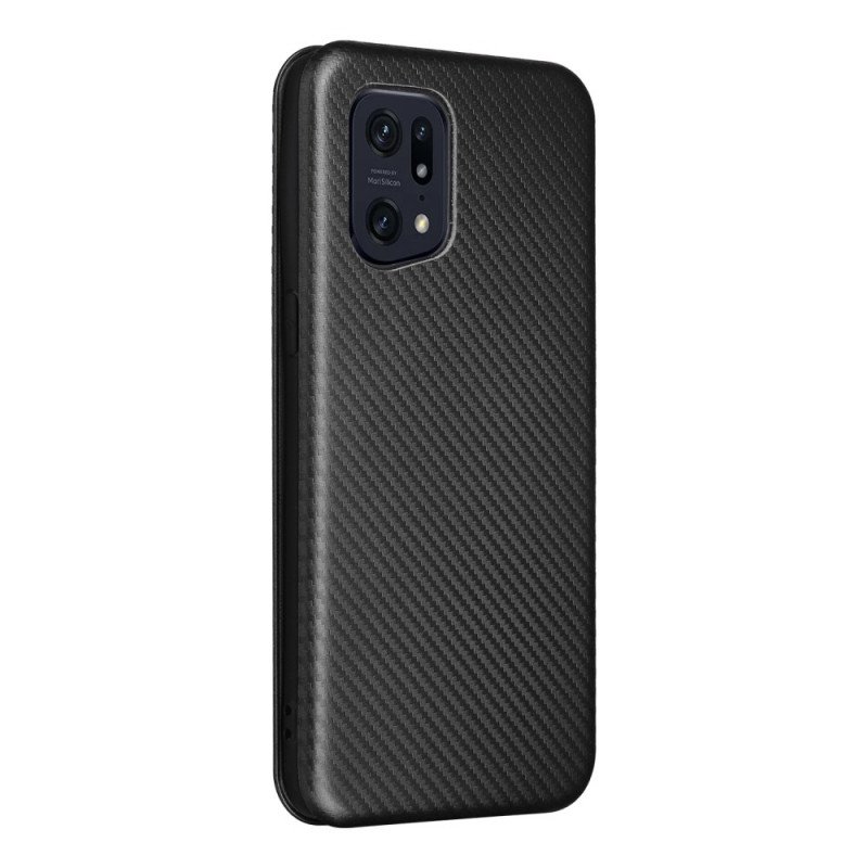 Folio-fodral Oppo Find X5 Pro Läderfodral Kolfiberstruktur