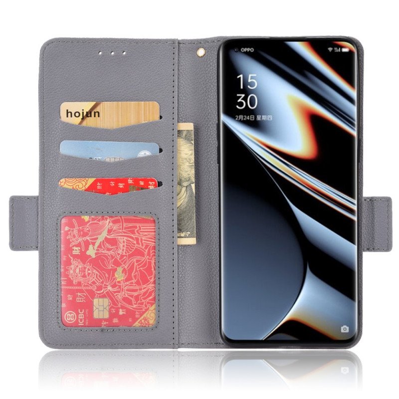 Folio-fodral Oppo Find X5 Pro Traditionell Litchi-läderstil