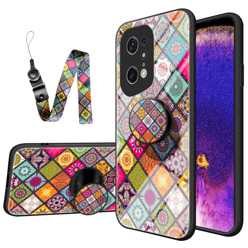 Skal Oppo Find X5 Pro Patchwork Magnetisk Hållare