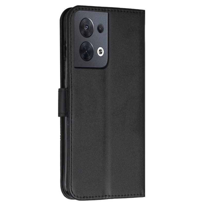 Fodral Oppo Reno 8 Med Kedjar Strappy Geometrisk Lädereffekt