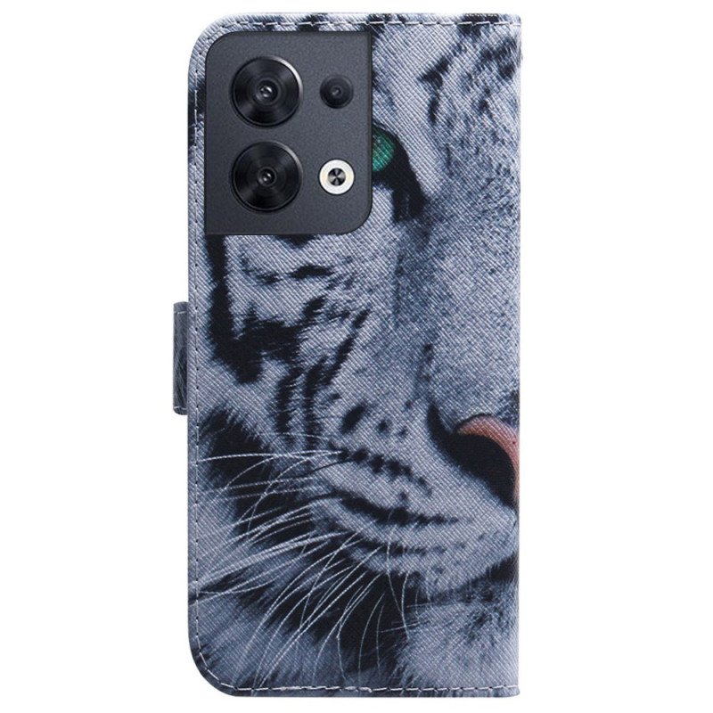 Fodral Oppo Reno 8 Med Kedjar Strappy White Tiger