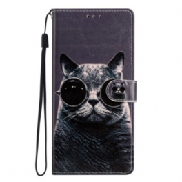 Folio-fodral Oppo Reno 8 Med Kedjar Cat Strappy Glasögon