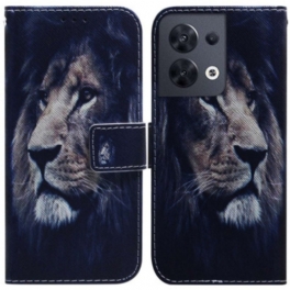 Folio-fodral Oppo Reno 8 Med Kedjar Lanyard Lion