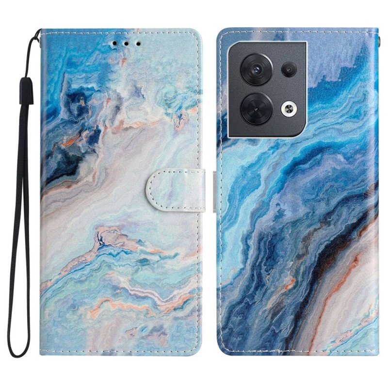 Folio-fodral Oppo Reno 8 Med Kedjar Strip Marmor