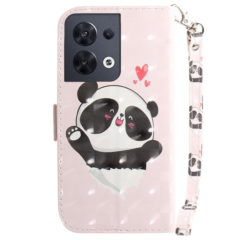 Folio-fodral Oppo Reno 8 Panda Love Med Snodd