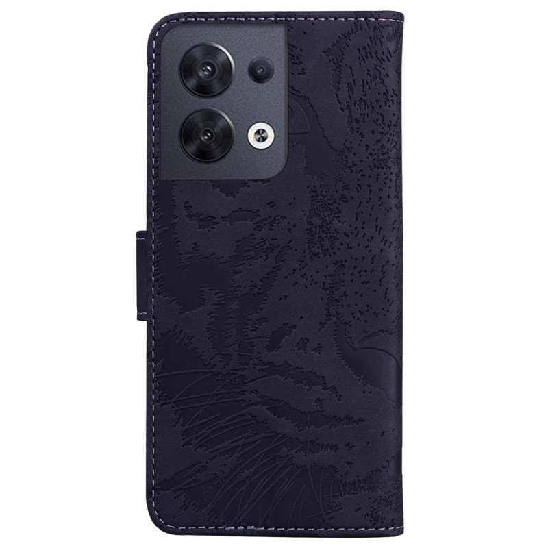 Läderfodral Oppo Reno 8 Tigers Fotavtryck