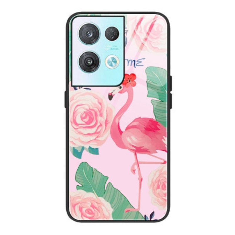 Skal Oppo Reno 8 Flamingo Härdat Glas