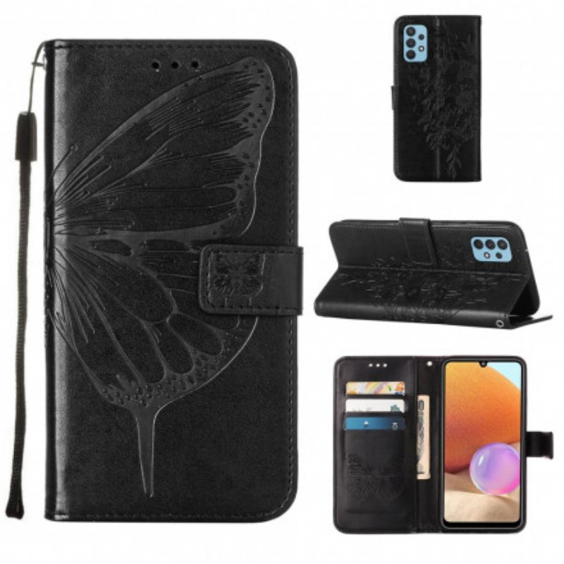 Fodral Samsung Galaxy A32 Butterfly Design Med Lanyard