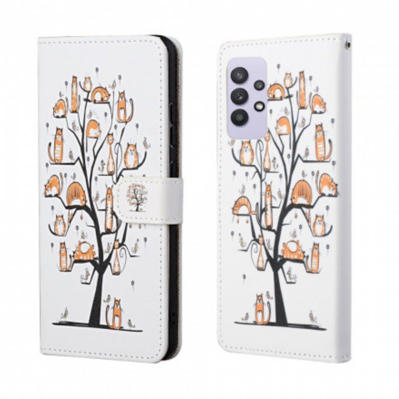 Fodral Samsung Galaxy A32 Med Kedjar Funky Cats Med Rem