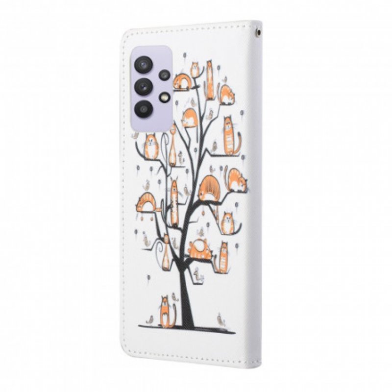 Fodral Samsung Galaxy A32 Med Kedjar Funky Cats Med Rem