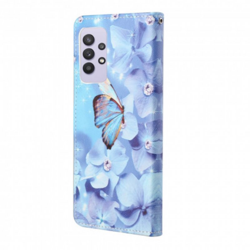 Fodral Samsung Galaxy A32 Med Kedjar Strappy Diamond Butterflies