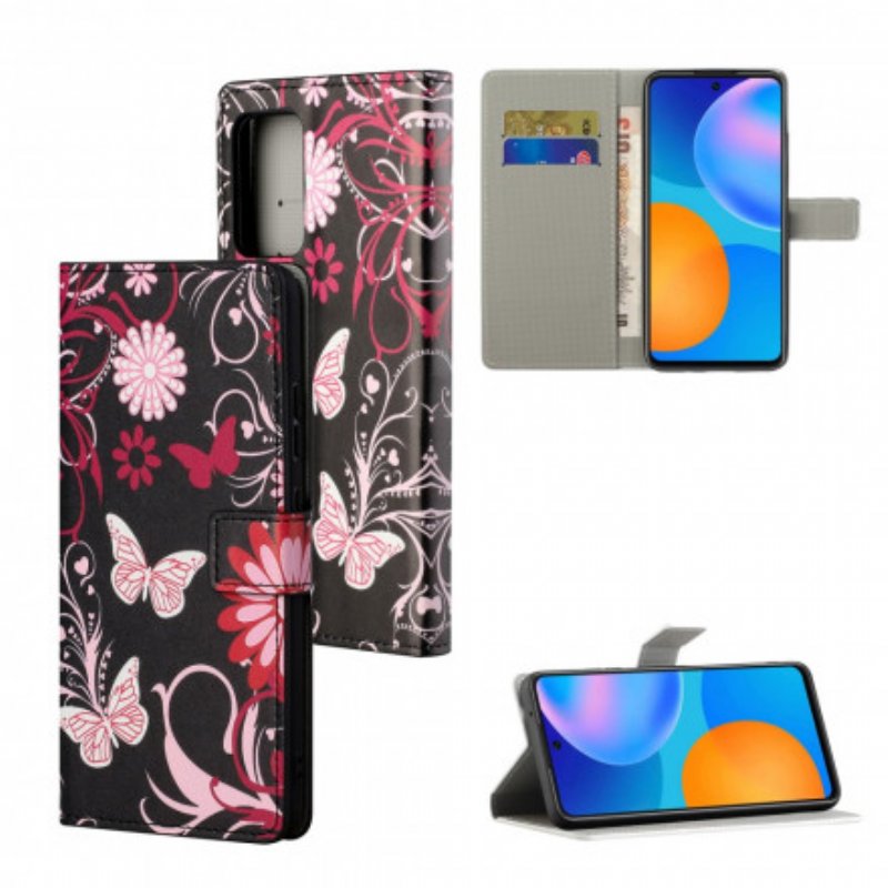 Folio-fodral Samsung Galaxy A32 Fjärilar Och Blommor