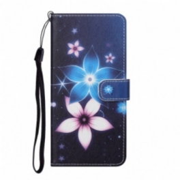 Läderfodral Samsung Galaxy A32 Med Kedjar Lunar Strap Blommor