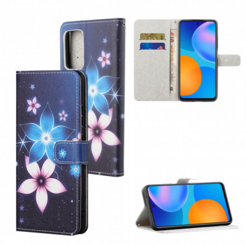 Läderfodral Samsung Galaxy A32 Med Kedjar Lunar Strap Blommor