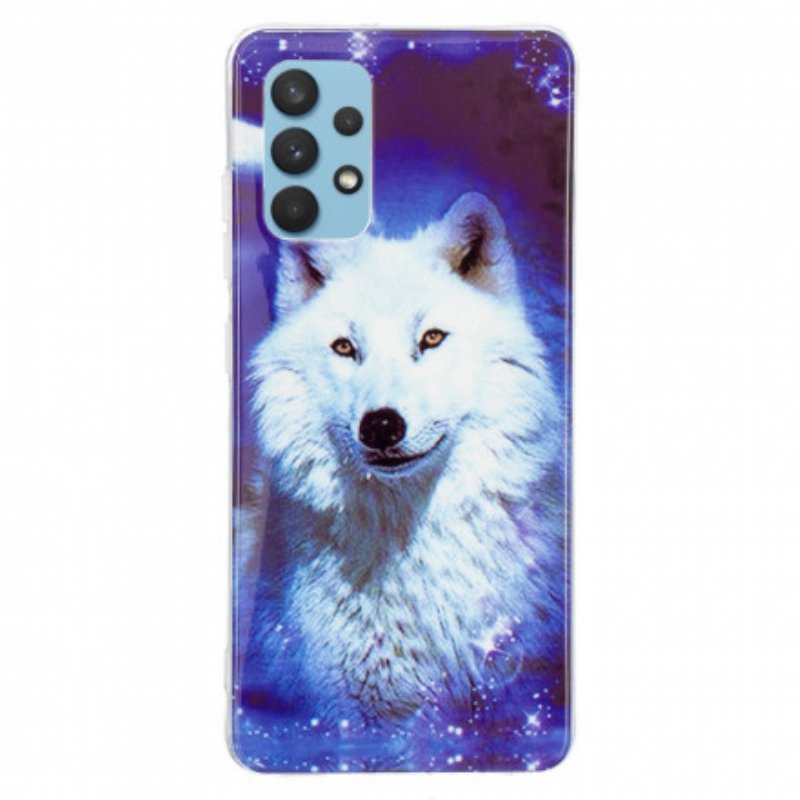 Mobilskal Samsung Galaxy A32 Fluorescerande Wolf Series