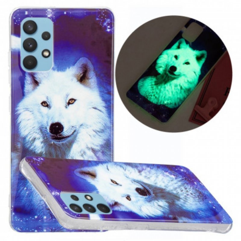 Mobilskal Samsung Galaxy A32 Fluorescerande Wolf Series