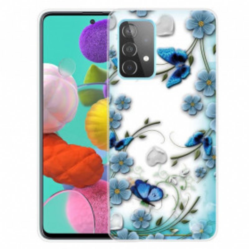 Skal Samsung Galaxy A32 Retro Fjärilar Och Blommor