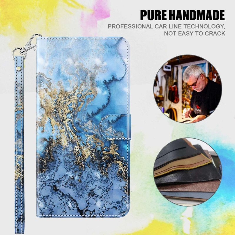 Folio-fodral Xiaomi 12 Lite Med Kedjar Strappy Marble Style