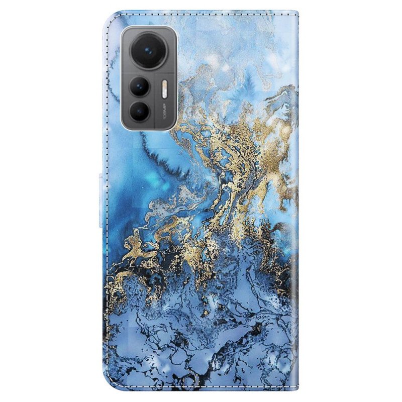 Folio-fodral Xiaomi 12 Lite Med Kedjar Strappy Marble Style