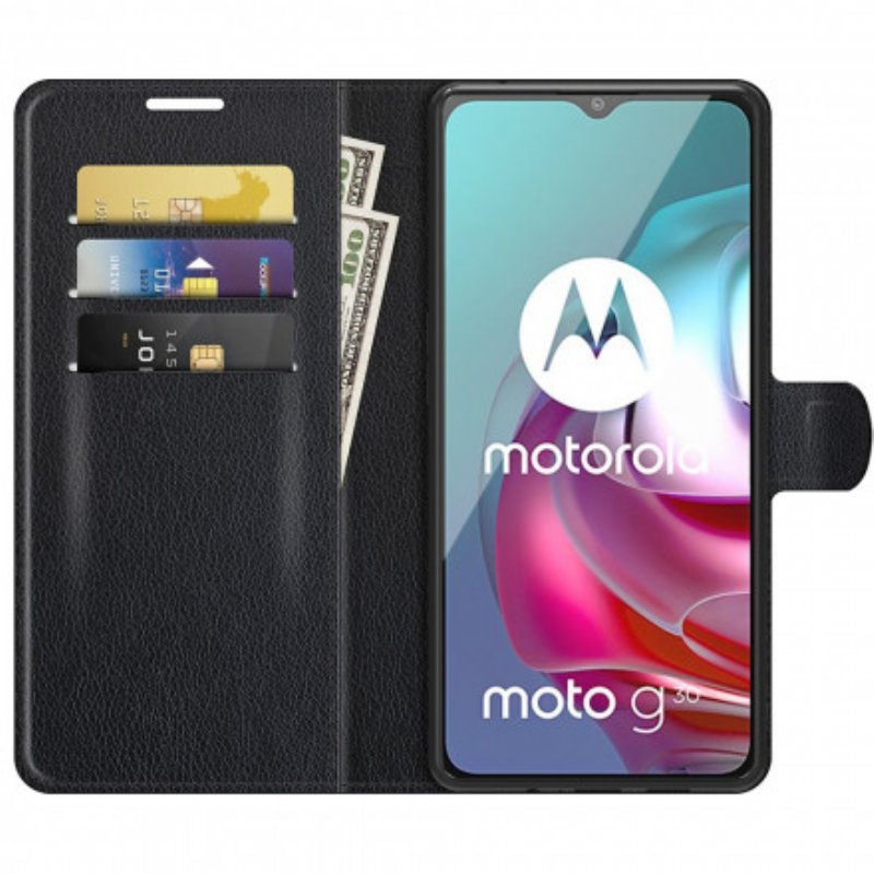 Fodral Moto G30 / G10 Klassisk Litchieffekt