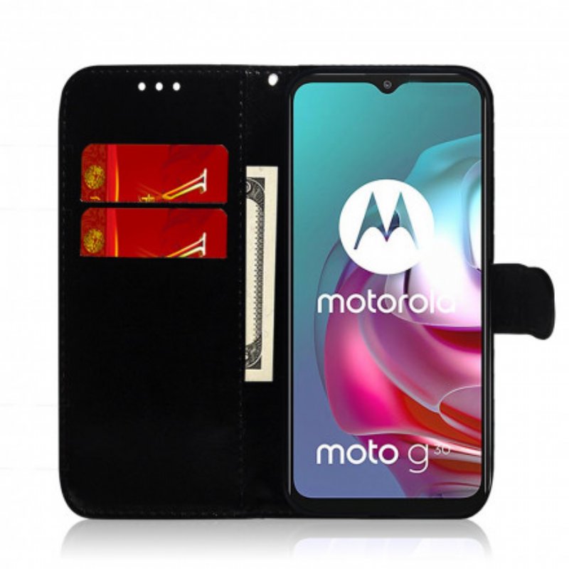 Fodral Moto G30 / G10 Spegelskydd I Konstläder