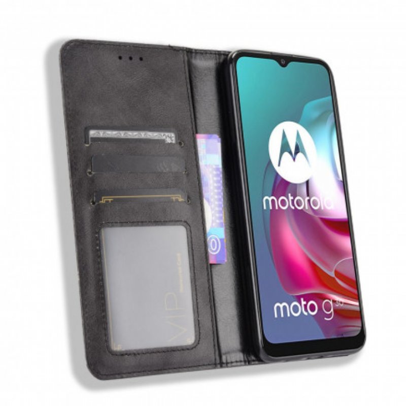 Folio-fodral Moto G30 / G10 Läderfodral Stiliserad Vintage Lädereffekt