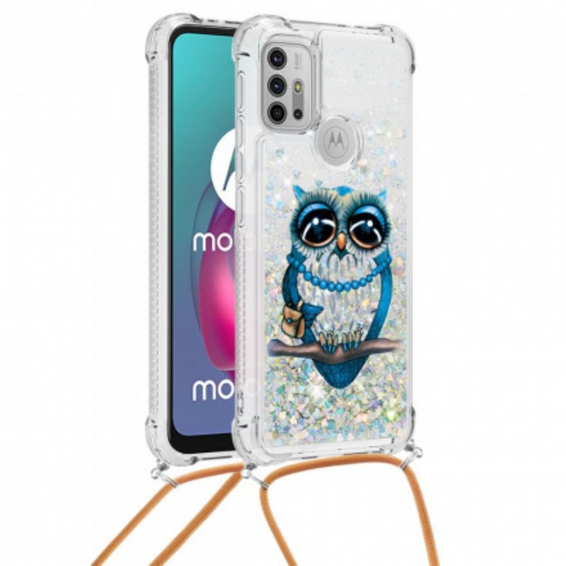 Skal Moto G30 / G10 Med Snodd Paljett Dragsko Miss Owl