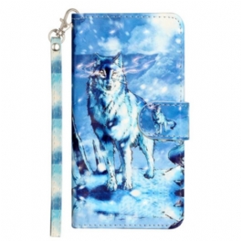 Fodral iPhone 16 Lanyard Snow Wolf