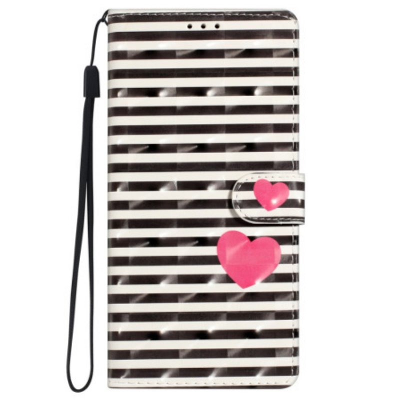 Fodral iPhone 16 Stripes And Hearts Strap