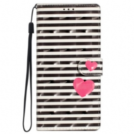 Fodral iPhone 16 Stripes And Hearts Strap