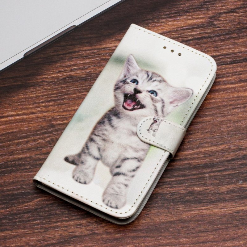 Läderfodral iPhone 16 Telefonfodral Liten Katt Med Rem