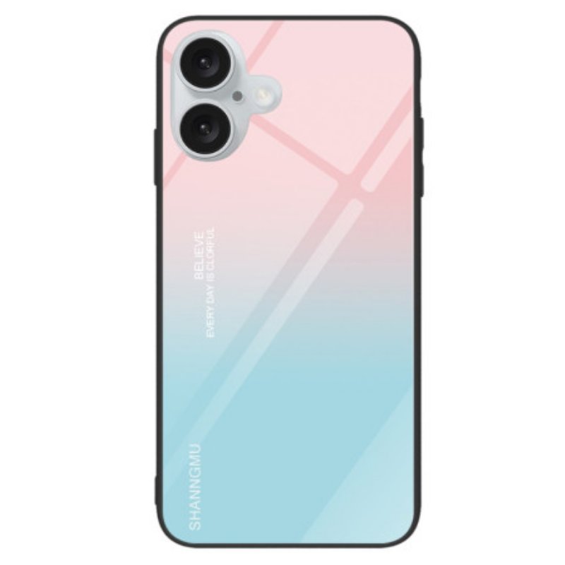 Skal iPhone 16 Gradient Härdat Glas Rosa Blå