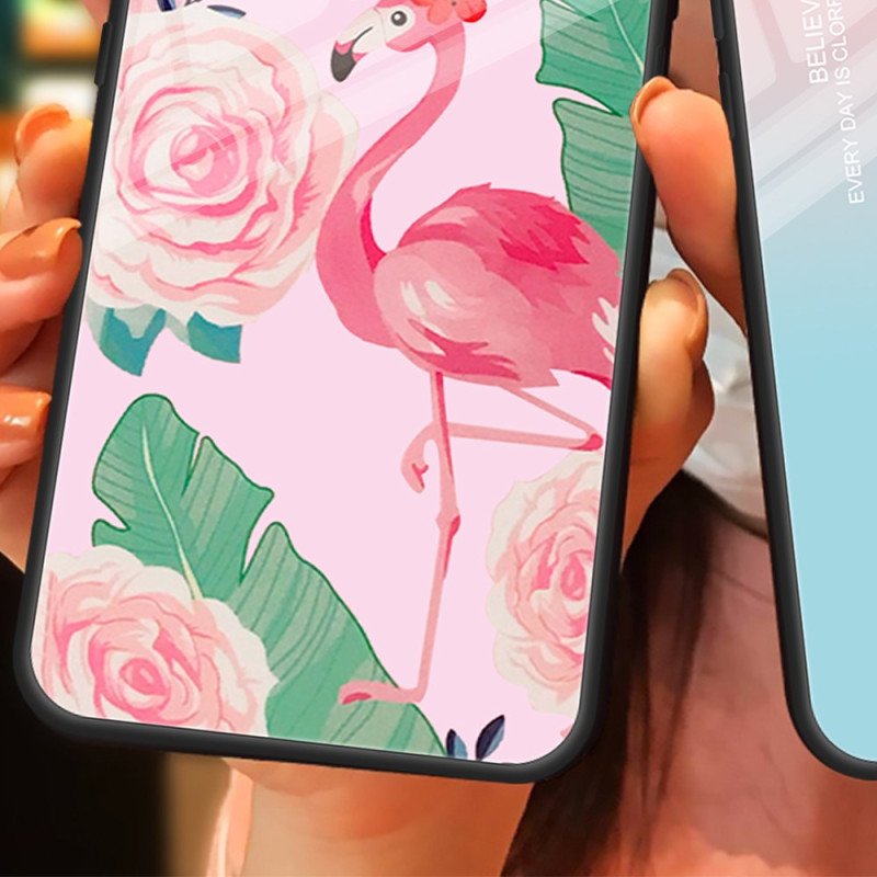 Skal iPhone 16 Gradient Härdat Glas Rosa Blå