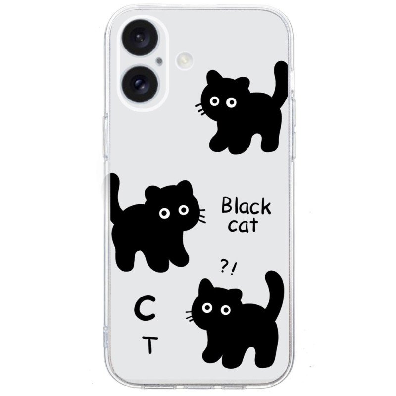 Skal iPhone 16 Transparent Edge Black Cats