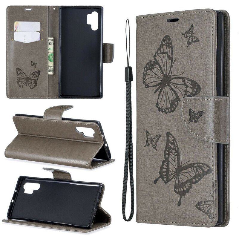 Fodral Samsung Galaxy Note 10 Plus Med Kedjar Vackra Stringfjärilar