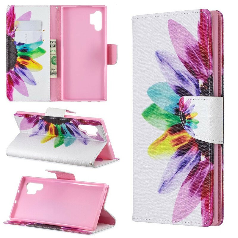 Folio-fodral Samsung Galaxy Note 10 Plus Akvarell Blomma