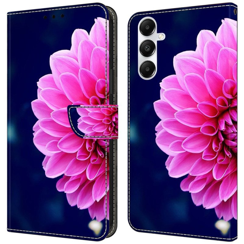 Fodral Samsung Galaxy A55 5g Rosa Blomma På Blå Bakgrund