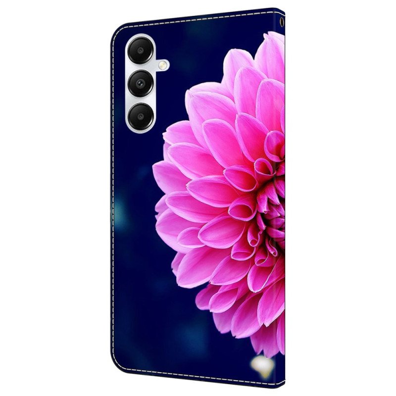 Fodral Samsung Galaxy A55 5g Rosa Blomma På Blå Bakgrund