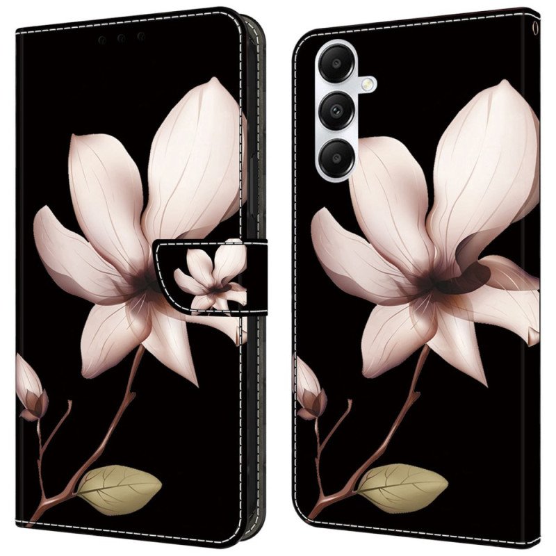 Fodral Samsung Galaxy A55 5g Rosa Blommor På Svart Bakgrund