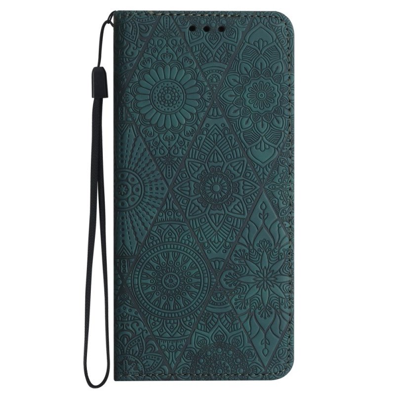 Folio-fodral För Samsung Galaxy A55 5g Patchwork Med Rem