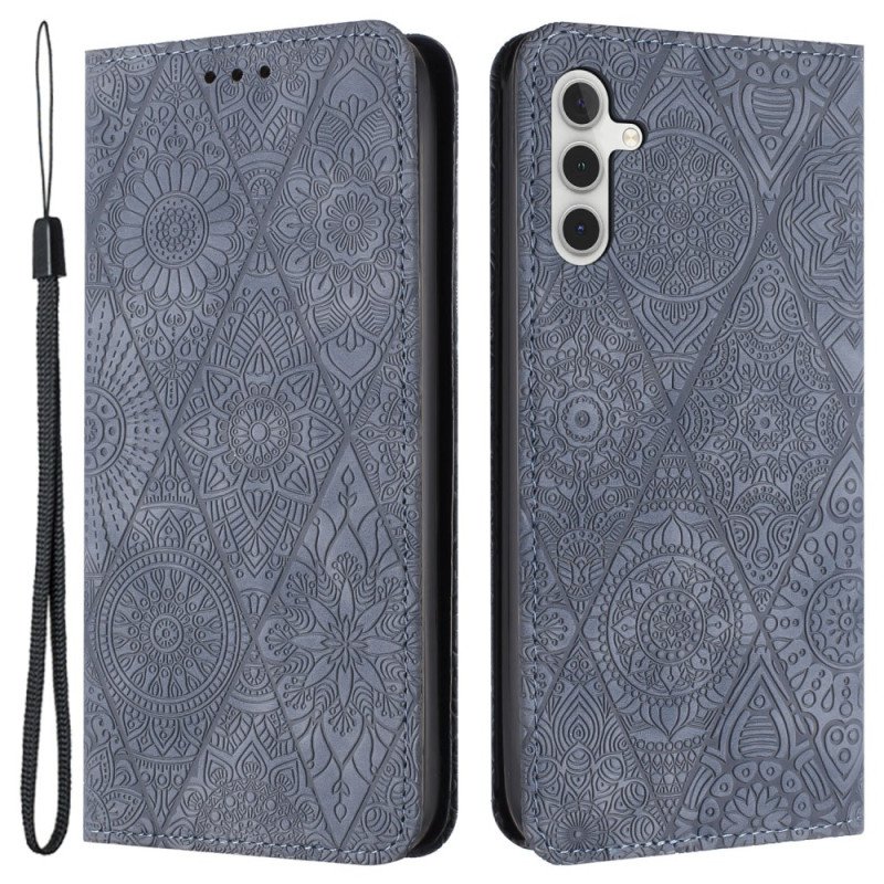 Folio-fodral För Samsung Galaxy A55 5g Patchwork Med Rem