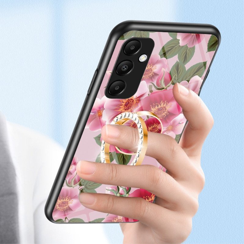 Skal Samsung Galaxy A55 5g Härdat Glas Med Blommönsterhållare