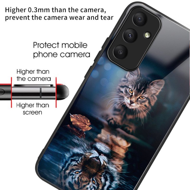 Skal Samsung Galaxy A55 5g Telefonfodral Katt Och Tiger Härdat Glas